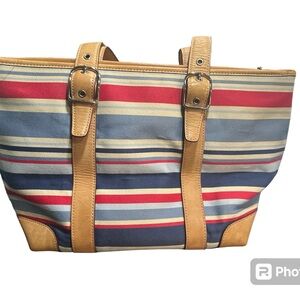 Coach Hampton Nautical Stripe Tote# red, white and blue